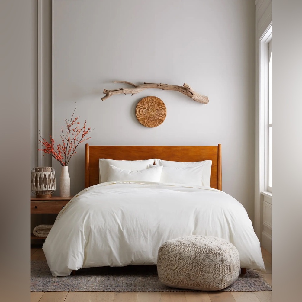 NEW Quince Organic Brushed Cotton Duvet Cover in Ivory Full/Queen with Two Shams